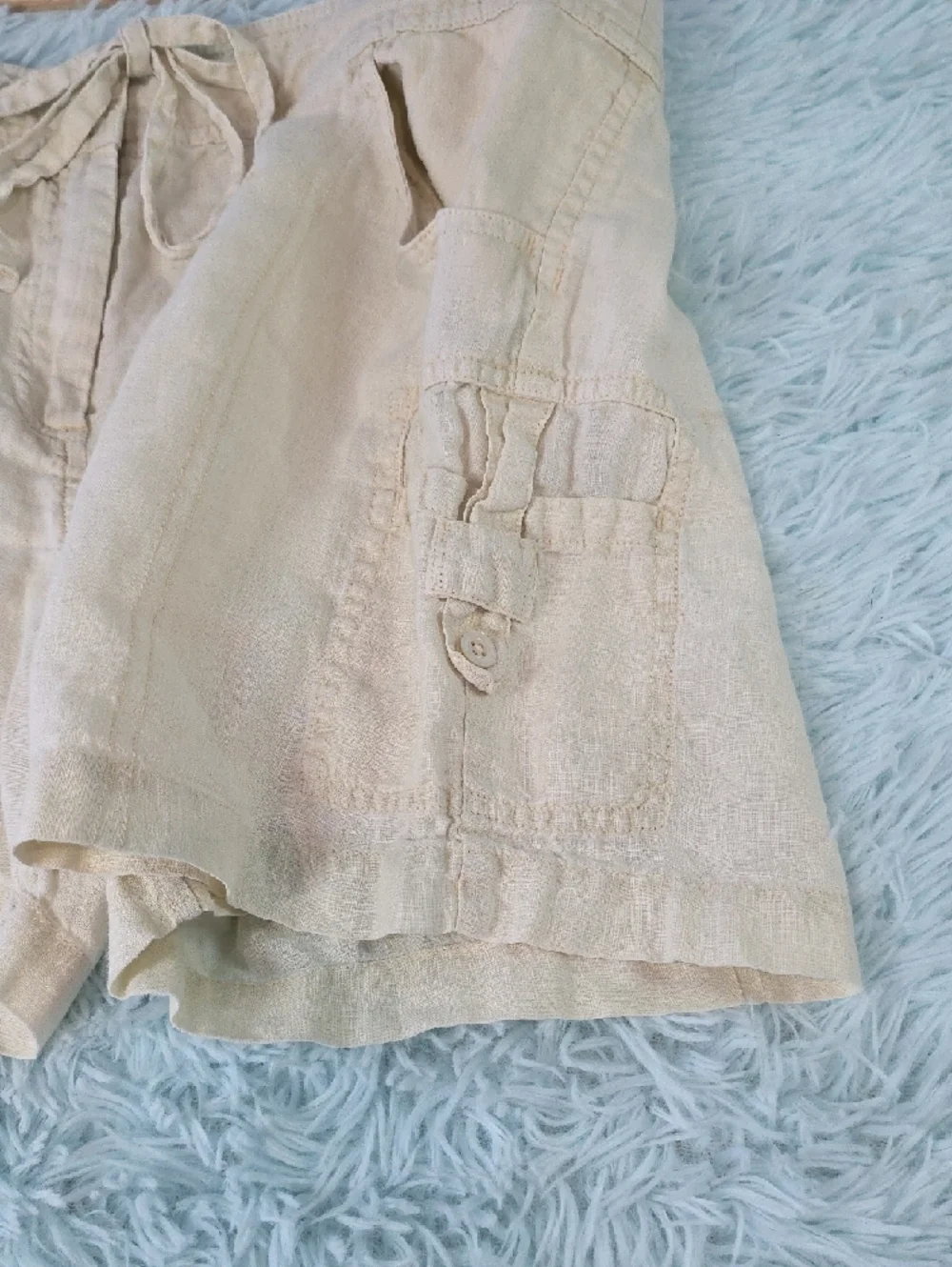 Tommy Bahama Relax Linen Drawstring Cargo Shorts Creamy Light‎ Yellow 6